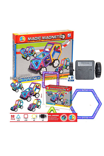craftivio Magic Magnetic 32 Parça Tekerlekli Manyetik Bloklar Eğitici Zeka Oy...