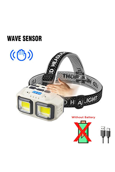 Choice مستشعر بدون بطارية مصباح أمامي قوي بتقنية LED و4 أوضاع إضاءة ومنفذ شحن من النوع C