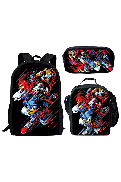 NO BRAND Sonic school bag set, three pieces, multiple colors, for ages 7-18, S-2