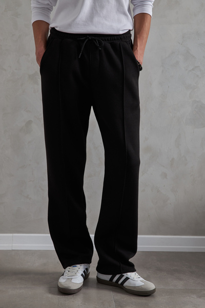 HYMAN Men's Baggy Sweatpants with Front Stitching Detail