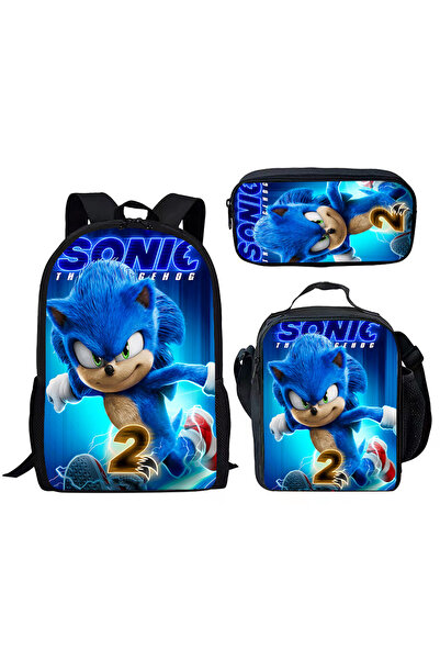 NO BRAND Sonic school bag set, three pieces, multiple colors, for ages 7-18, ...