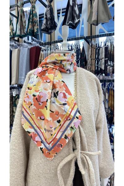 KUQOS Petal Mist Desenli Eşarp Pudra