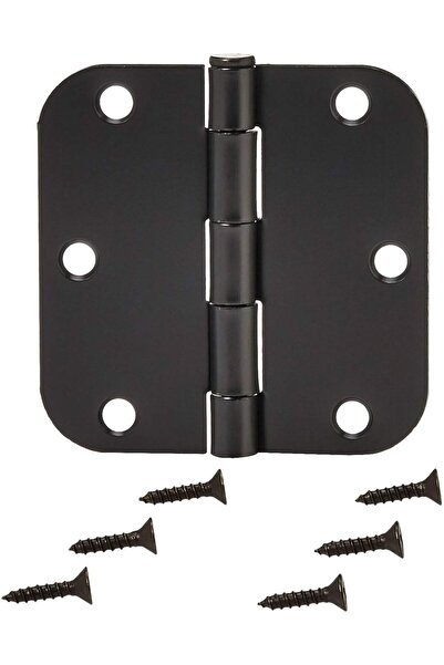 Amazon basics Rounded 3.5 Inch x 3.5 Inch Door Hinges, 18 Pack, Matte Black