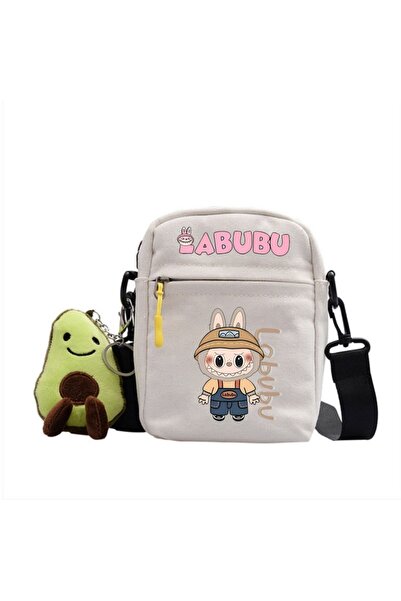 NO BRAND Labubu Crossbody shoulder bag, canvas, white, Bag-3