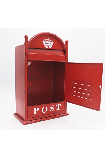 Generic Funerom Vintage Wall Mounted Metal Mailbox with Lock & 2 Keys, 9 x 5.5 x 14.6 in, Red