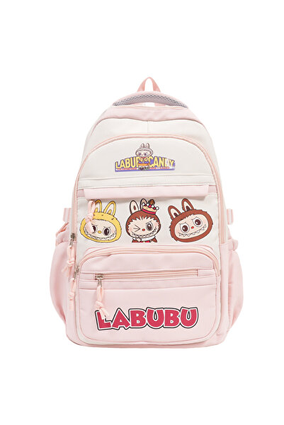 NO BRAND حقيبة ظهر لابوبو للطلاب، 29×14×45 سم، وردي، حقيبة رقم 37