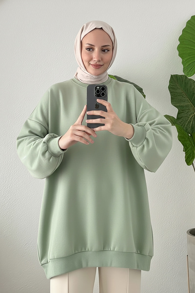 Suede Style 3044 - Comfortable, Loose Basic Women's Long Sweatshirt