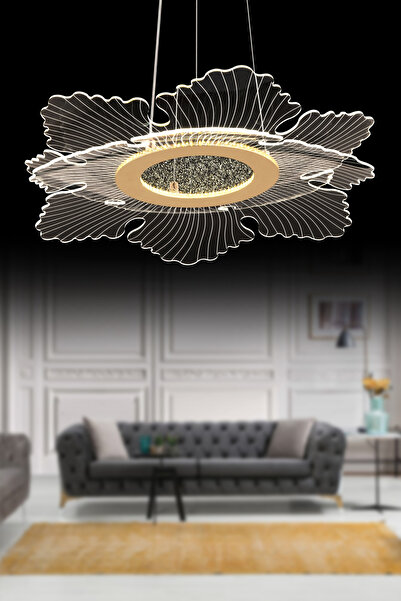 İstanbul Avize Lotus 35 cm Lüx Led Gold Kumandalı 3 Renk Modern Ledli Avize