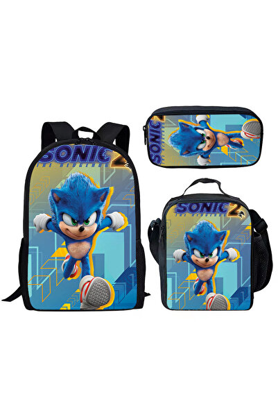 NO BRAND Sonic school bag set, three pieces, multiple colors, for ages 7-18, ...
