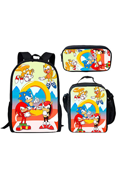 NO BRAND Sonic school bag set, three pieces, multiple colors, for ages 7-18, ...