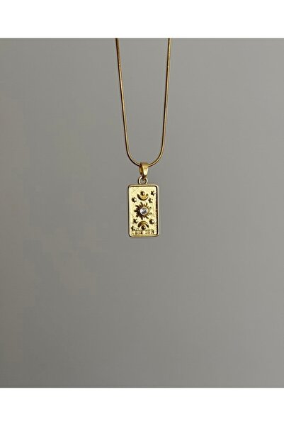 Ephyra قلادة الشمس من الفولاذ بلون ذهبي