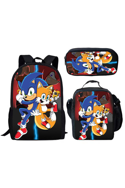 NO BRAND Sonic school bag set, three pieces, multiple colors, for ages 7-18, ...