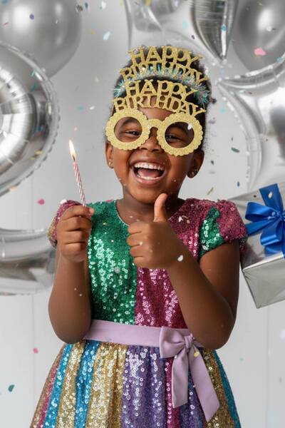 TOYFEST Gold Happy Birthday Glitter Birthday Crown and Glasses Set – 2-Piece Party Accessory Photo Concept