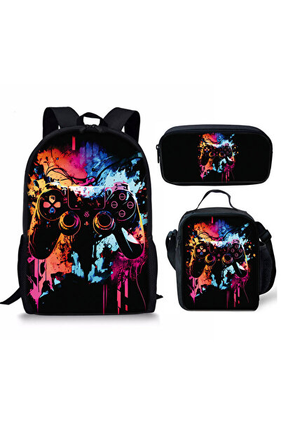 NO BRAND حقيبة ظهر للطلاب، مجموعة من 3 قطع، متعددة الألوان، 44×28×13 سم، حقيب...