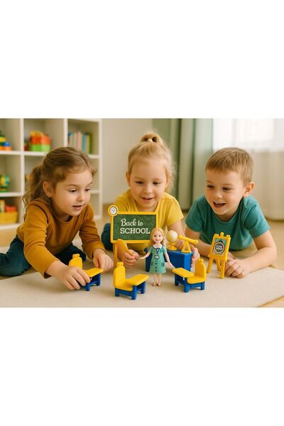 NUNU Little Teachers - Elly's School Set - Mini School Play Set - Have Fun, Learn, Teach!