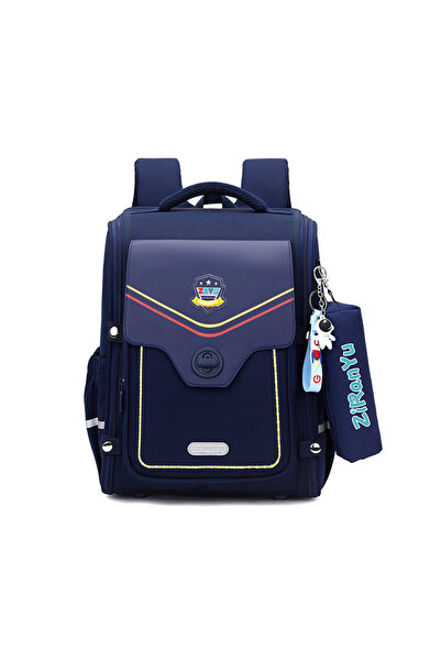NO BRAND Student Backpack (with Pencil Case), Navy Blue, 32x20x39cm, Bag-22