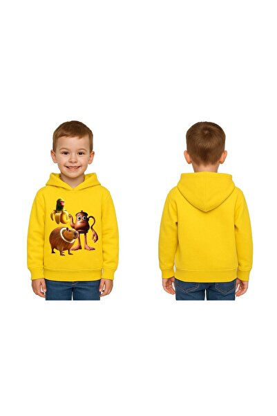 SEDİRLİ Unisex Brainrot cu imprimeu pentru copii Swae tricou cu glugă 3 fire cu borduri