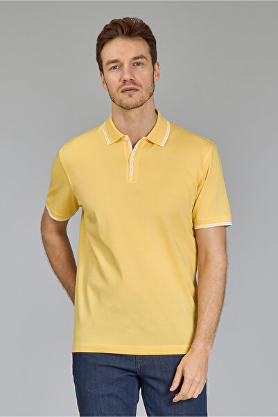 Bisse Men's Polo Neck Buttoned Tshirt Yellow