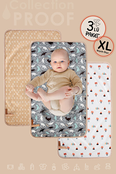 HAMUR Baby Proof 3-Piece Changing Mat, Liquid-Proof Protective Mat, Washable Baby Care Pad