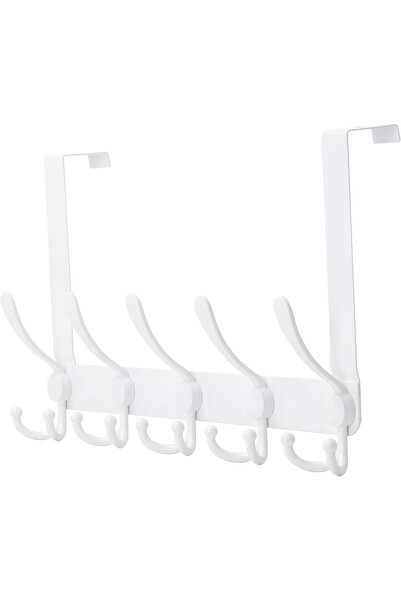 Generic خطاف تعليق فوق الباب من ديسيب - 5 خطافات ثلاثية، شديد التحمل، أبيض