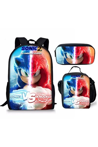 NO BRAND Sonic school bag set, three pieces, multiple colors, for ages 7-18, ...