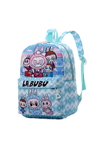 NO BRAND حقيبة مدرسية لابوبو، زرقاء، مقاس 33×25×10 سم، المجموعة تتضمن حقيبة و...