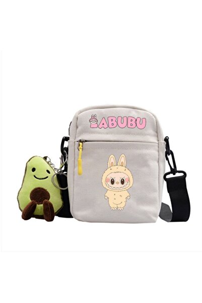 NO BRAND Labubu Crossbody shoulder bag, canvas, white, Bag-4