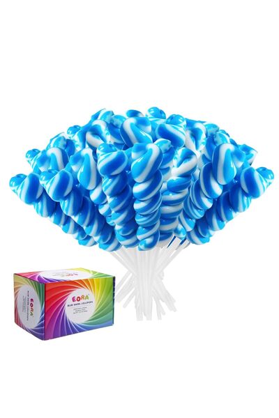 EORA عبوة من 32 مصاصة دوارة بنكهة التوت الأزرق، مغلفة بشكل فردي