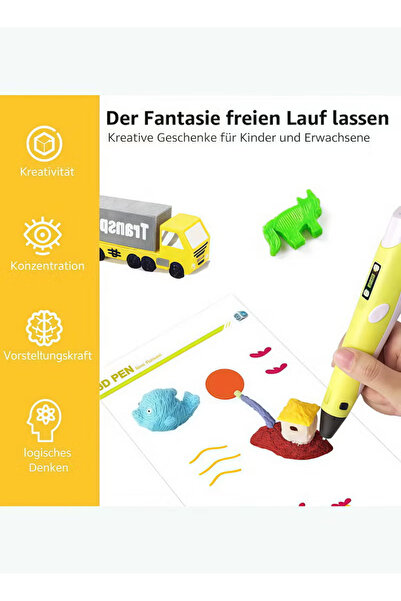 Generic Children's 3D printing pen, 3D pen with display, adjustable temperature and speed,Pink