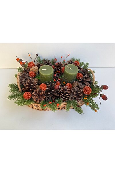 Yakamoz Konsept Yeniyıl yılbaşı sonbahar dekoratif sepet yapay çiçek aranjmanı