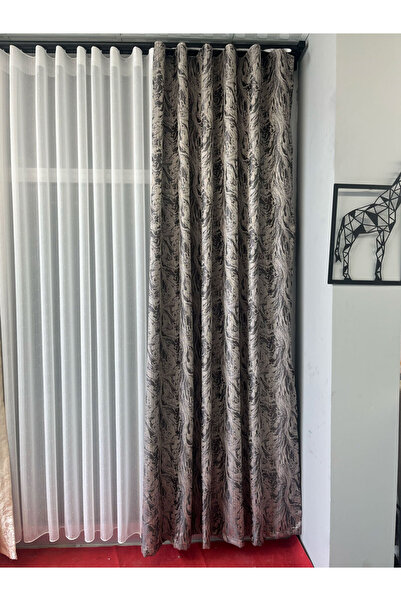 MADAMHATCE S Pile Jakarlı Fon Perde Bade 1/3 Kat Pileli TEK KANAT