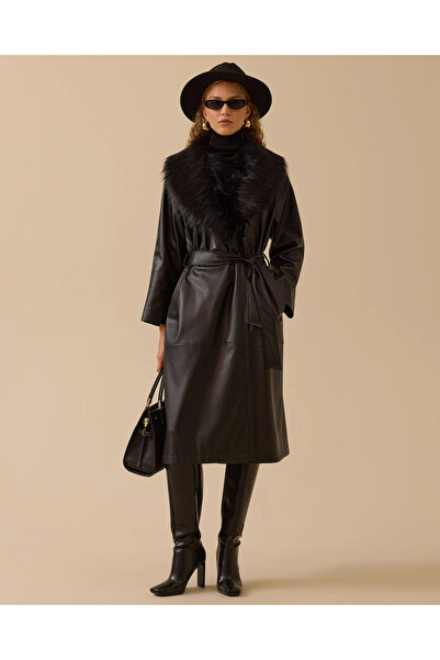 SEÇİL Kuşaklı Suni Deri Pardesü