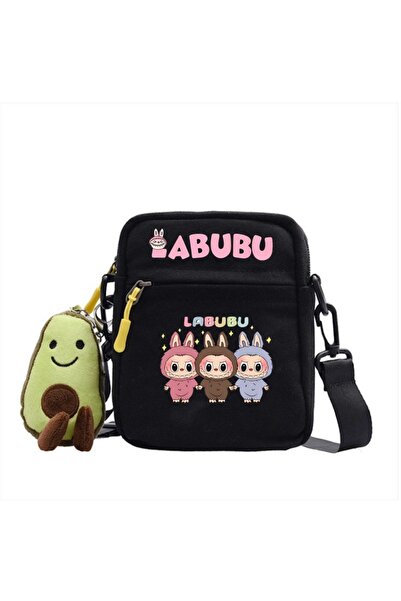 NO BRAND Labubu Crossbody shoulder bag, canvas, black, Bag-1