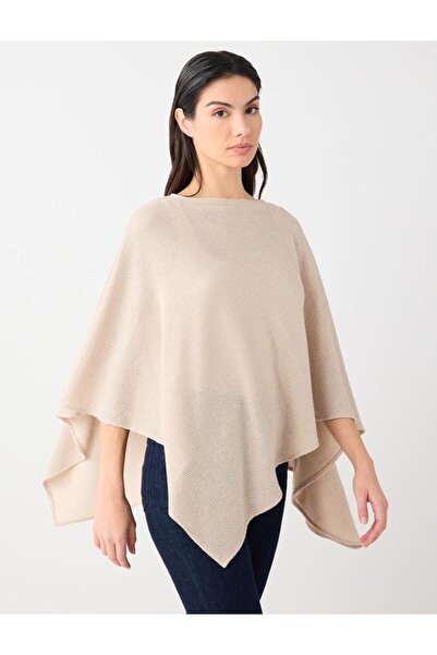 Jimmy Key Poncho confortabil bej croială din material subțire