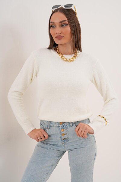 ŞİMAL Women's Crew Neck Bearded Sweater 255157 -