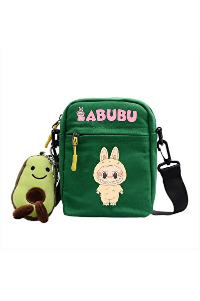 NO BRAND Labubu Crossbody shoulder bag, canvas, green, Bag-4