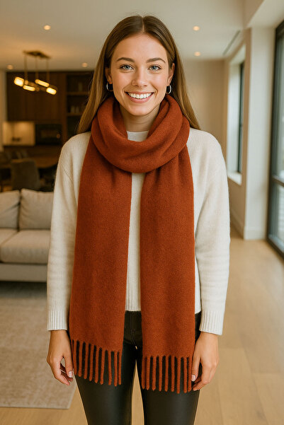 CİDDE Γυναικείο καρό πλεκτό σάλι με φούντες/ΠΛΑΚΑ/ΣΤΑΝΔΑΡΤ