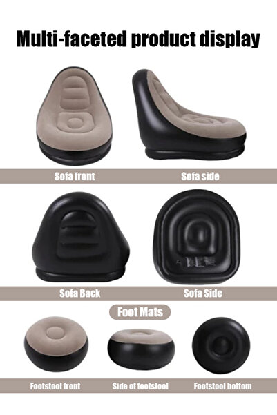 Generic Foldable inflatable sofa footrest with plush coating - Home lazy chair, outdoor portable sofa