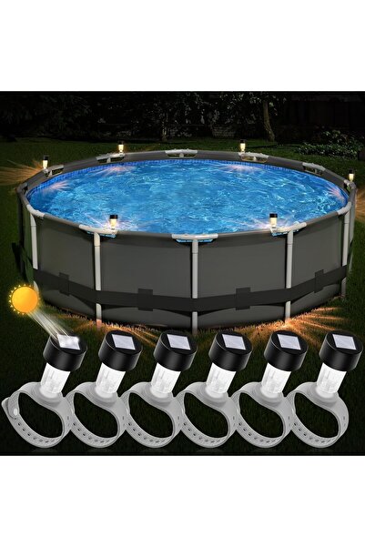 NALACAL مجموعة من 6 مصابيح شمسية للمسابح المؤطرة فوق الأرض - أبيض دافئ