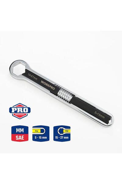 Workpro WP272016 5/27mm CR-V Üniversal Ayarlanabilir Çift Başlı Anahtar