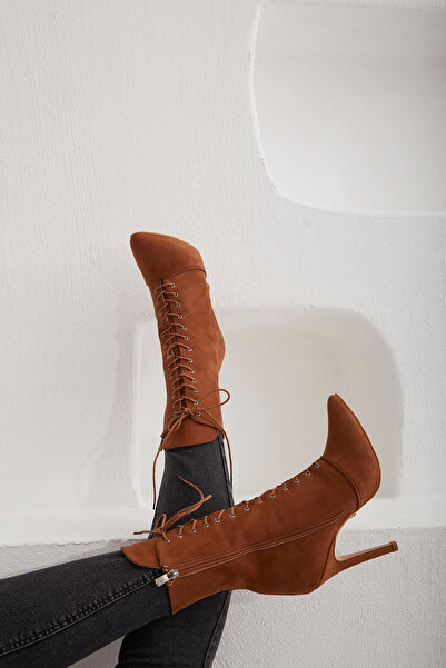 AYAKKABI PRENSİ Arto Lace-up Thin Heel TABA SUEDE