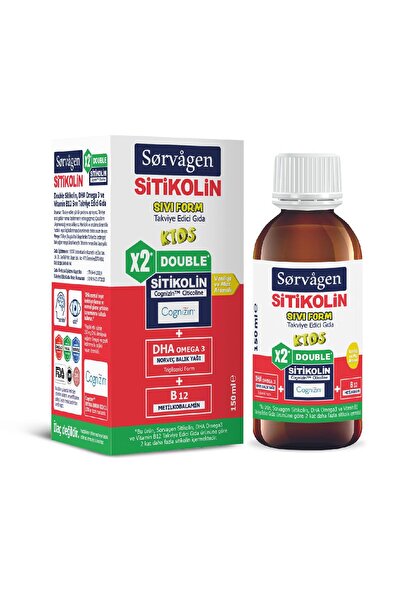 Sorvagen DOUBLE SİTİKOLİN SIVI FORM_ SİTİKOLİN (250 mg), DHA OMEGA 3 VE B12 (150 ml)