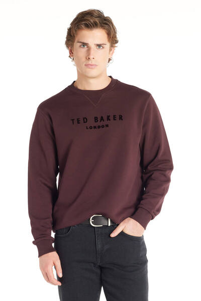 Ted Baker BORDO LOGO NAKIŞLI BİSİKLET YAKA SWEATSHİRT