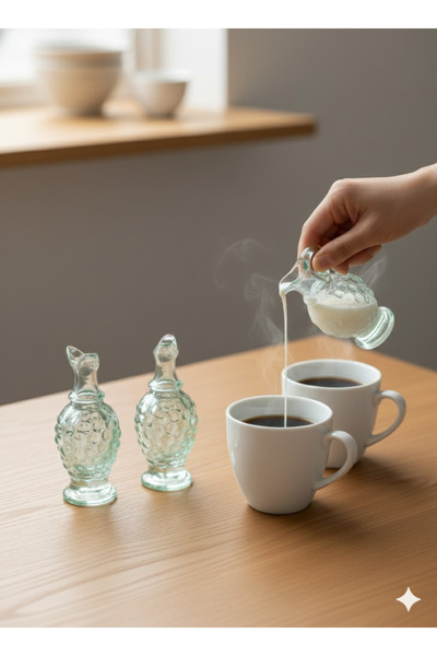 BÜYÜLÜ HOME 1 Adet Kahve Yanı Minik Cam Süt Sunum Sürahi