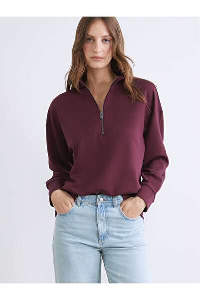 LC Waikiki basic Mürdüm guler ridicat Hanorac pentru femei tricou