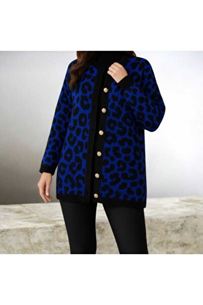 Fua Shop Γυναικεία ζακέτα πλεκτά με λεοπάρ σχέδιο