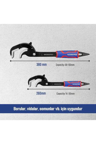Workpro Wp202574 2 Piece Self-Locking Multi-Function Professional Pipe Wrench/ Pry Bar Set