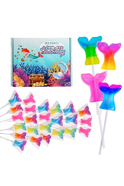 EORA مصاصات حورية البحر - عبوة من ٢٤ قطعة - هدايا حفلات على شكل ذيل حورية البحر