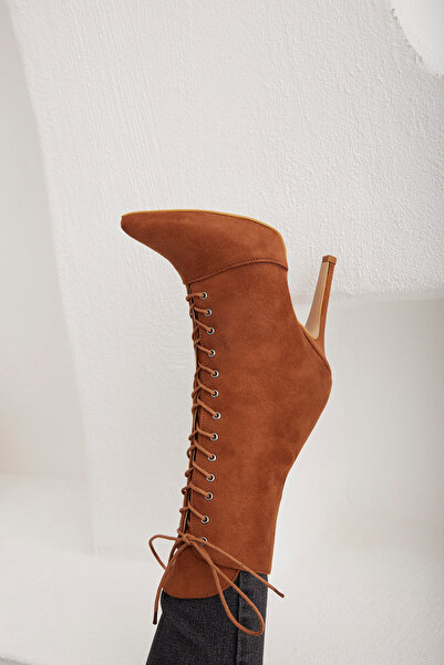 AYAKKABI PRENSİ Arto Lace-up Thin Heel TABA SUEDE