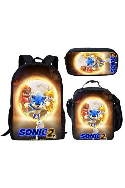 NO BRAND Sonic school bag set, three pieces, multiple colors, for ages 7-18, ...